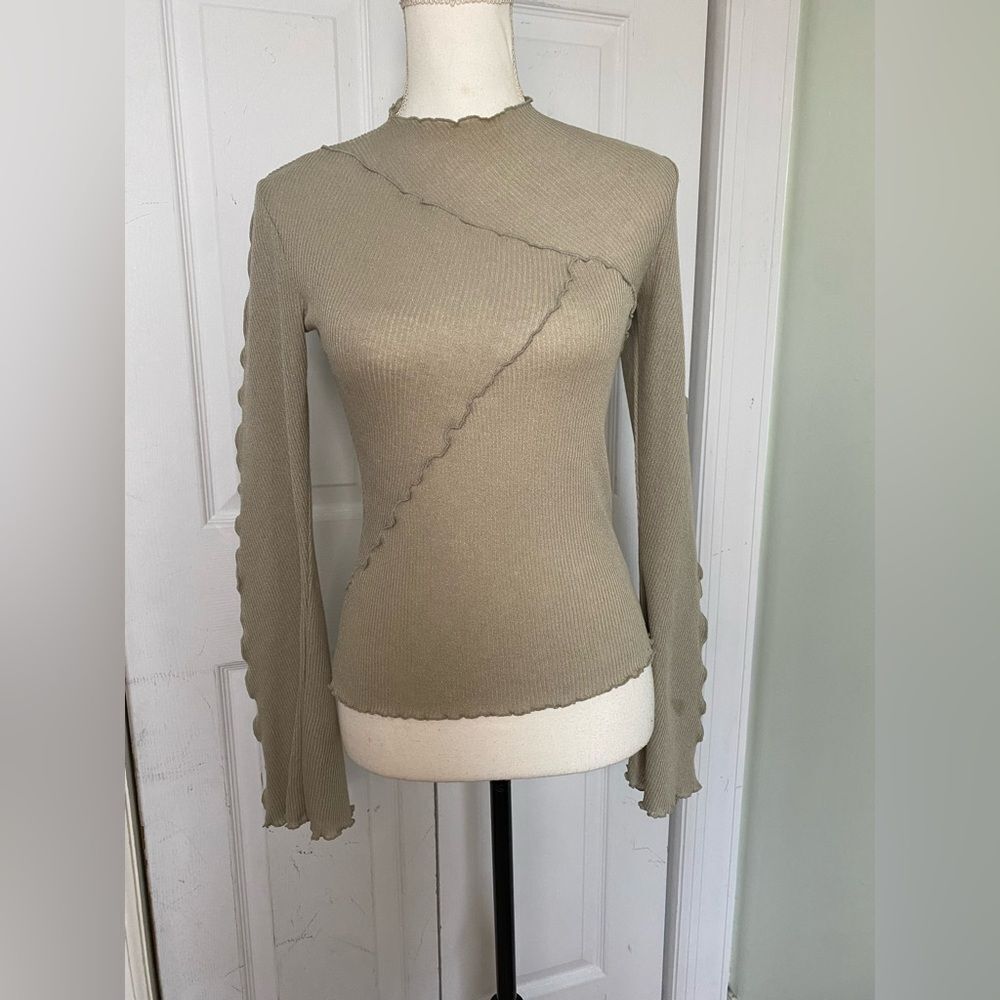 Bell sleeved Shimmering Light Green Top